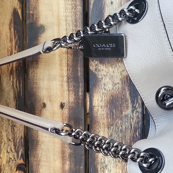 Coach Turnlock Eddie Beechwood Pebbled grain Leather Chain Strap shoulder bag - Picture 5 of 14